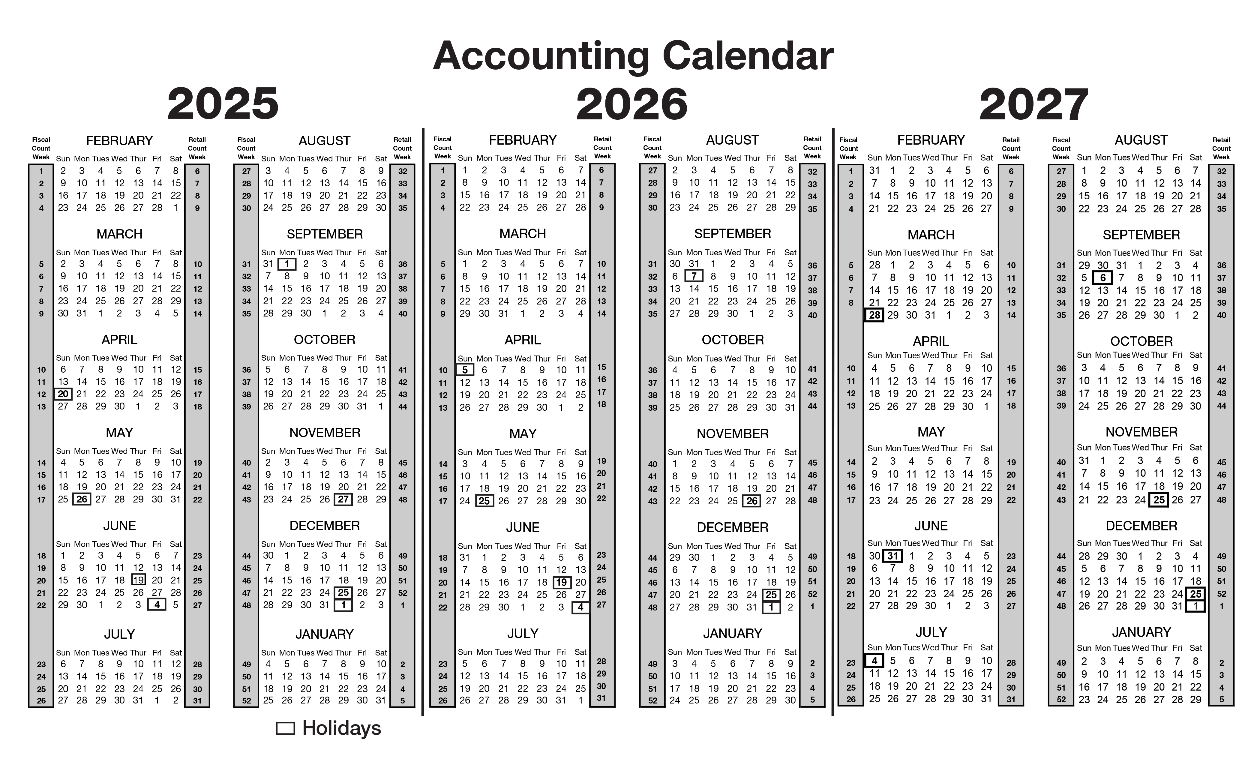 Target Calendars Target FY Calendars